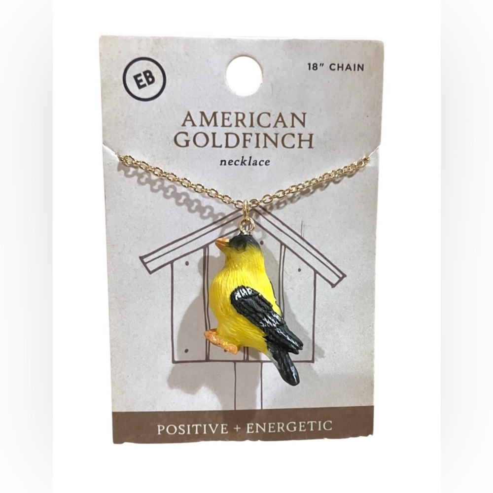 3D Bird American Goldfinch Necklace 18” Chain Gift For Her